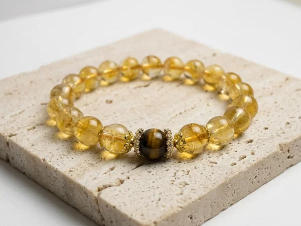 Natural Citrine & Tiger’s Eye Bracelet