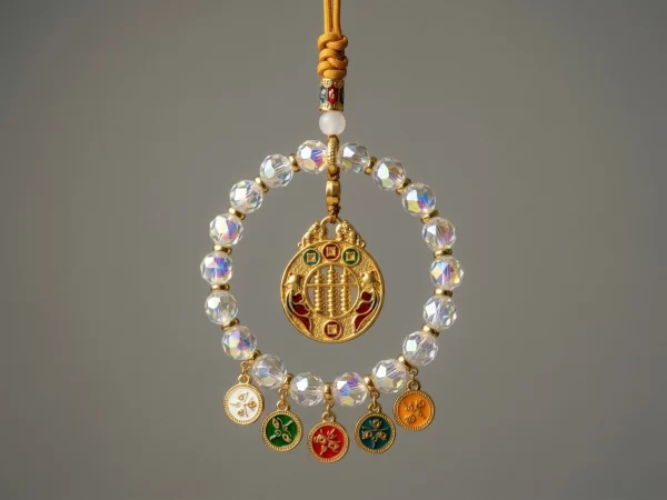 Iridescent Crystal Double Fish Abacus – Car Charm