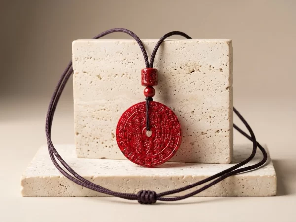 Raw Cinnabar Shan Gui Talisman Coin Pendant