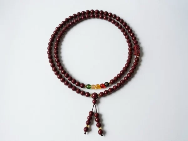 Purple-Gold Cinnabar 108-Bead Pixiu & Five Wealth Gods – Multi-Wrap Bracelet