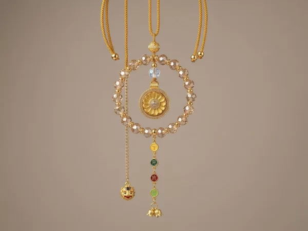 Golden Rotating Sunflower “Fortune Turns” – Car Charm