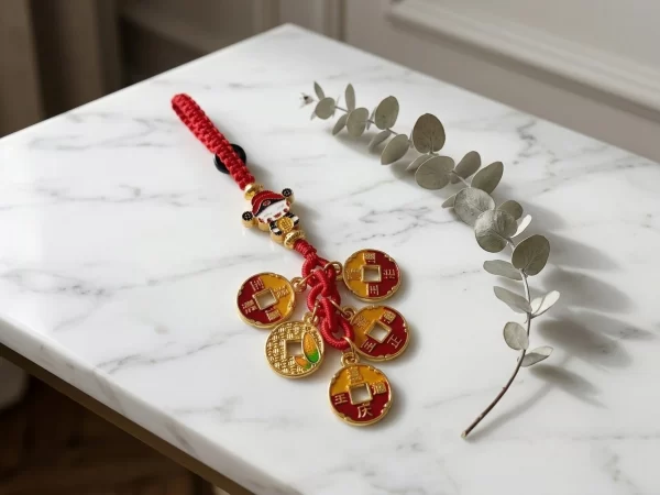 Five Emperor Coins (Feng Shui Coins for Protection and Wealth) Charm Accessories for Phones and Keys